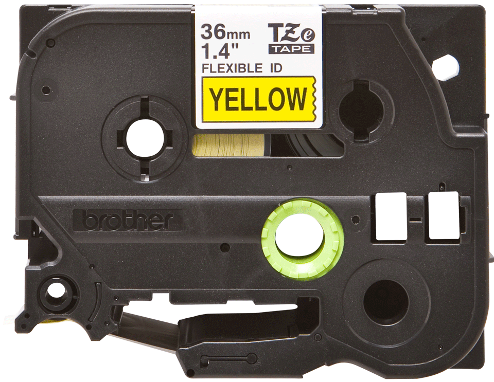Oryginalna taśma identyfikacyjna Flexi ID TZe-FX661 firmy Brother – czarny nadruk na żółym tle, 36mm szerokości 2